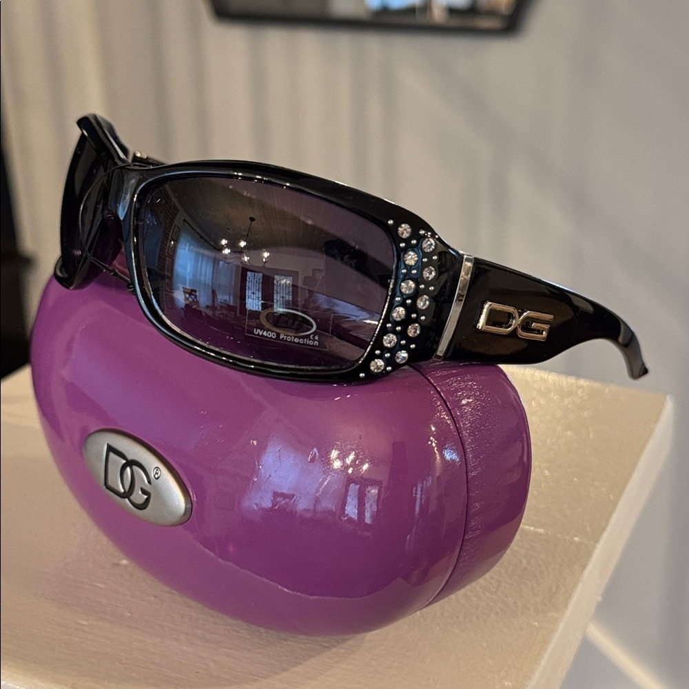 DG Black Rhinestone Embellished Sunglasses
